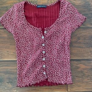 Brandy Melville red floral zelly top